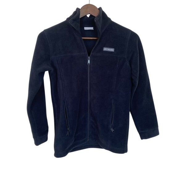 Columbia Black Full Zip Fleece Jacket - Youth Size Medium 10/12 - Picture 1 of 6
